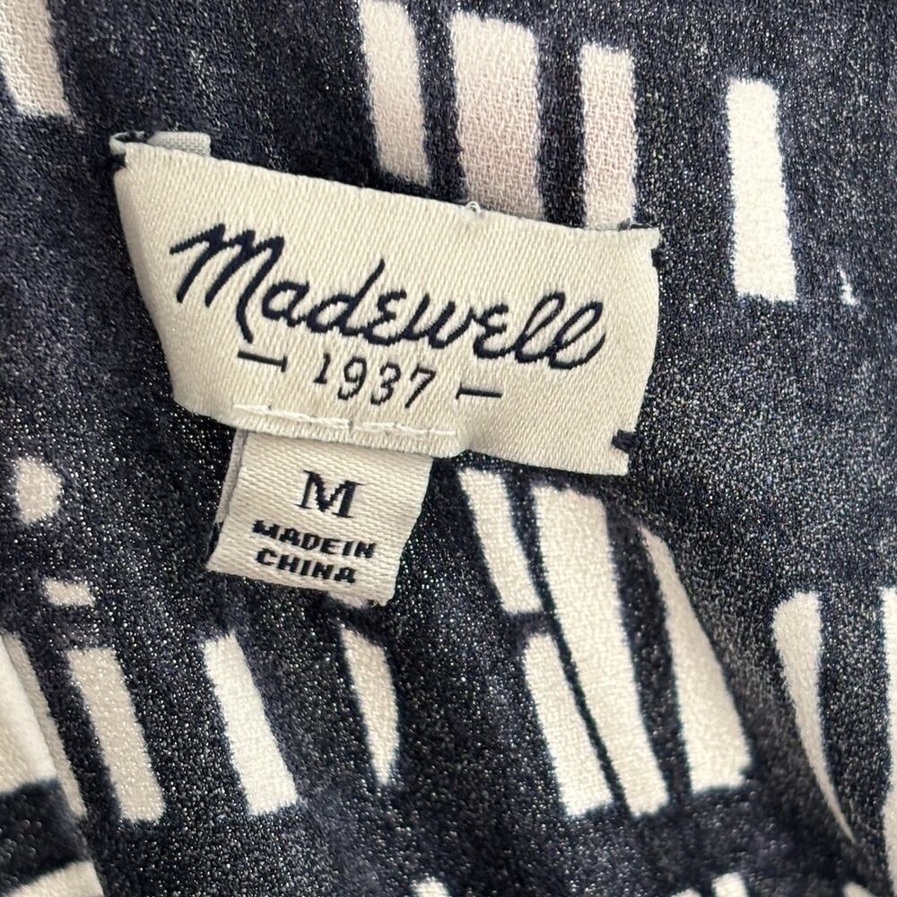 Madewell Navy Blue Brushstroke Plaid Sleeveless Ankle Tie Jumpsuit - Picture 10 of 11